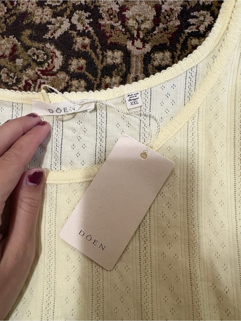 NWT Doen Shae tank in pointelle creme citron - Picture 4 of 8